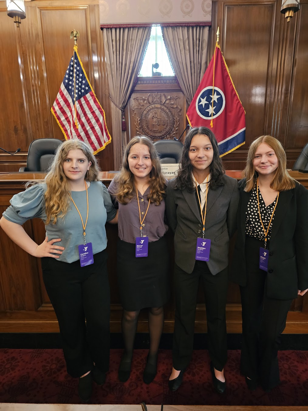 Students pose for picture in the Tennessee Supreme Court